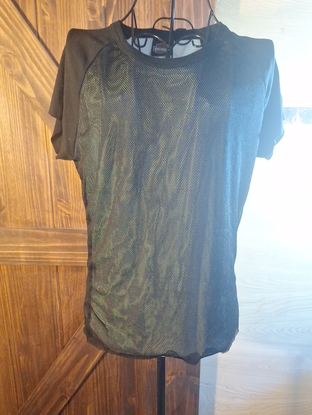 Harley Davidson Meredith New Hampshire Women's Black Mesh Short-Sleeve Top